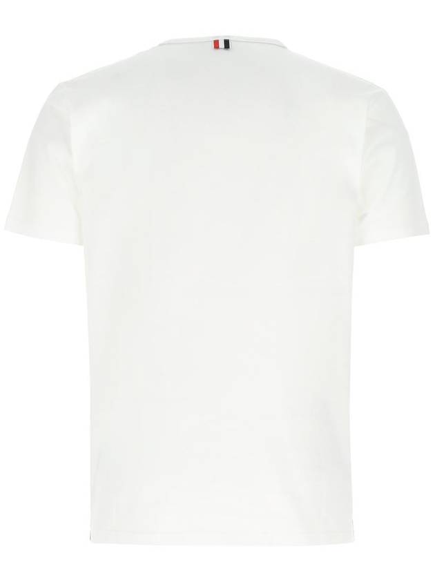 Men's Medium Weight Jersey Tipped Pocket Crewneck Short Sleeve T-Shirt White - THOM BROWNE - BALAAN 3