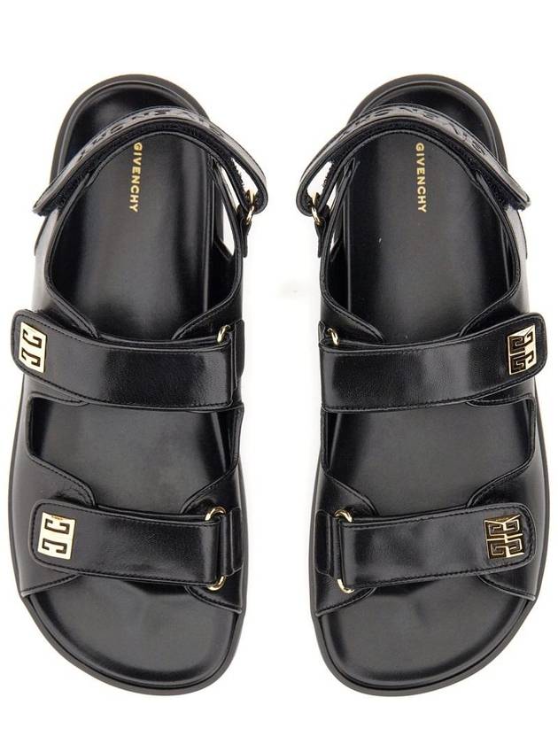 4G Strap Leather Flat Sandals Black - GIVENCHY - BALAAN 3