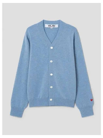 Unisex Pastel Small Red Heart Waffen Spring Fall Cardigan Sky Blue Domestic Product GM0024010927791 - COMME DES GARCONS PLAY - BALAAN 1