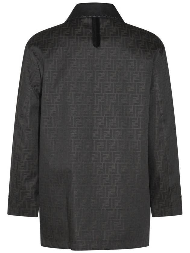 Waxed FF Jacquard Blouson Jacket Brown - FENDI - BALAAN 4