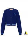 Embroidered Logo Virgin Wool Cardigan Blue - MARNI - BALAAN 2