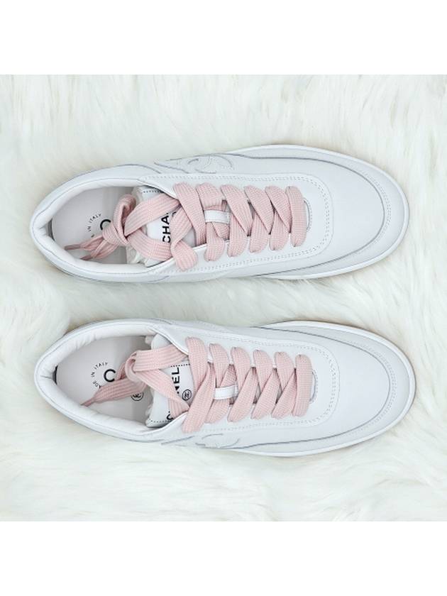 CC Logo Tennis Sneakers White Pink Unisex G39978 - CHANEL - BALAAN 6