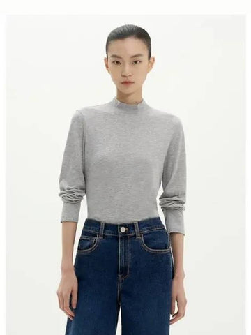 Women s Apex Cotton Long Sleeve T Shirt Tiny Turtleneck Gray Melange Domestic Product GM0024070550929 - THEORY - BALAAN 1