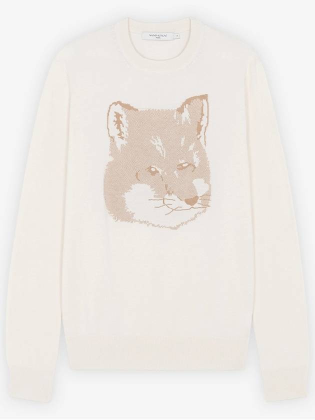 Pique Fox Head Round Neck Knit Top Ecru - MAISON KITSUNE - BALAAN 2