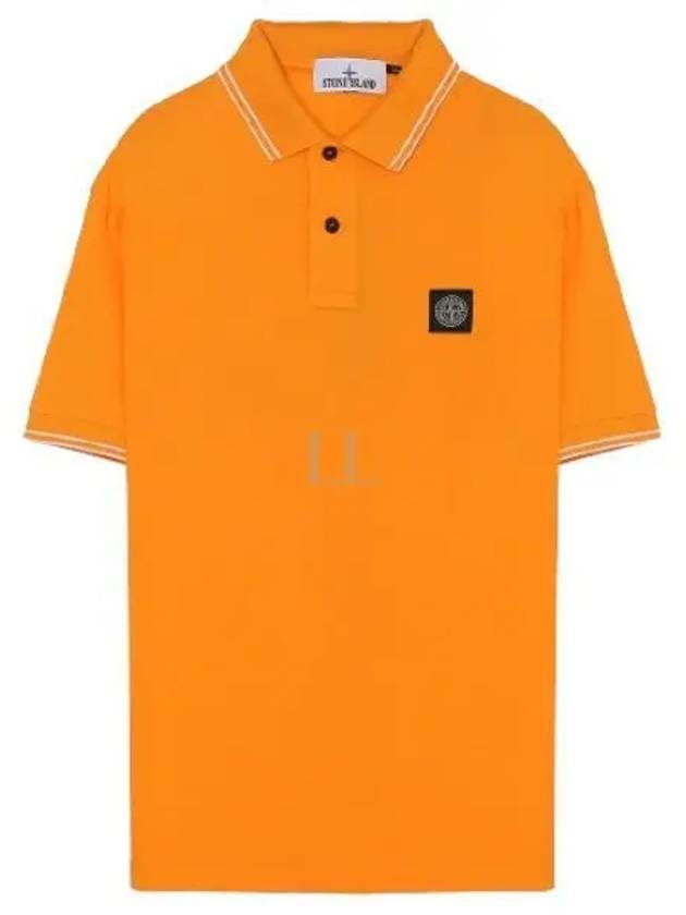 Stretch Cotton Pique Short Sleeve Polo Shirt Orange - STONE ISLAND - BALAAN 2