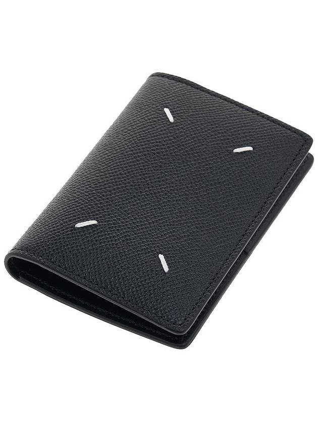 Stitched Bi-Fold Leather Card Wallet Black - MAISON MARGIELA - BALAAN 5