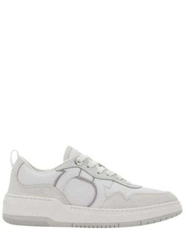 Gancini Leather Low Top Sneakers White - SALVATORE FERRAGAMO - BALAAN 2