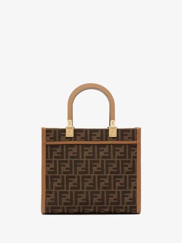 Sunshine FF Jacquard Fabric Small Tote Bag Brown - FENDI - BALAAN 4