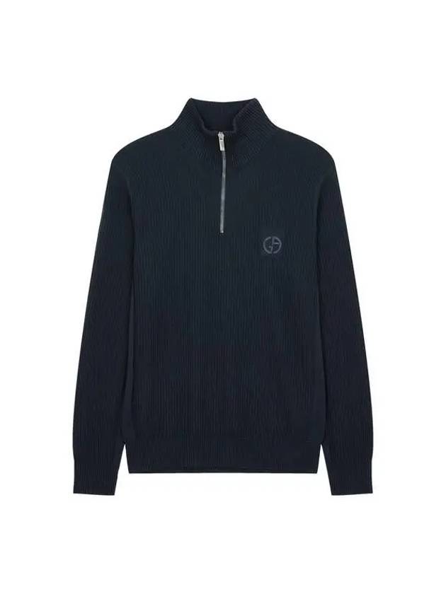 Men s quarter zip up high neck ribbed sweater navy 270349 - GIORGIO ARMANI - BALAAN 1