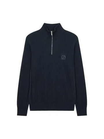 Men s quarter zip up high neck ribbed sweater navy 270349 - GIORGIO ARMANI - BALAAN 1