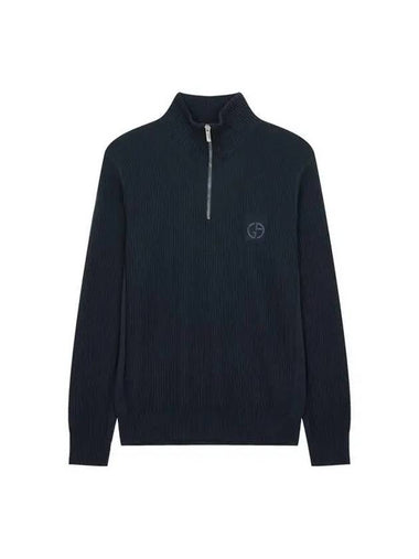 Men s quarter zip up high neck ribbed sweater navy 270349 - GIORGIO ARMANI - BALAAN 1