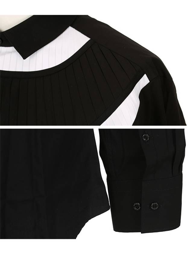 Pintuck Pleated Long Sleeve Shirt White Black - NEIL BARRETT - BALAAN 5