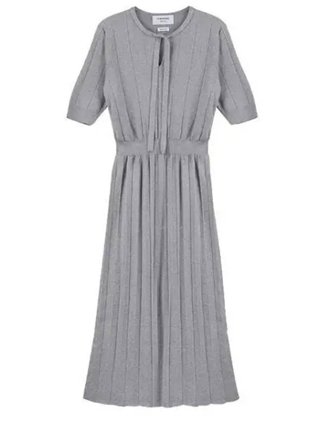 Women's Short Sleeve Midi Dress Grey - THOM BROWNE - BALAAN 2