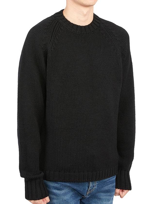 Men’s Merino Wool Knit Top Black - TEN C - BALAAN 4