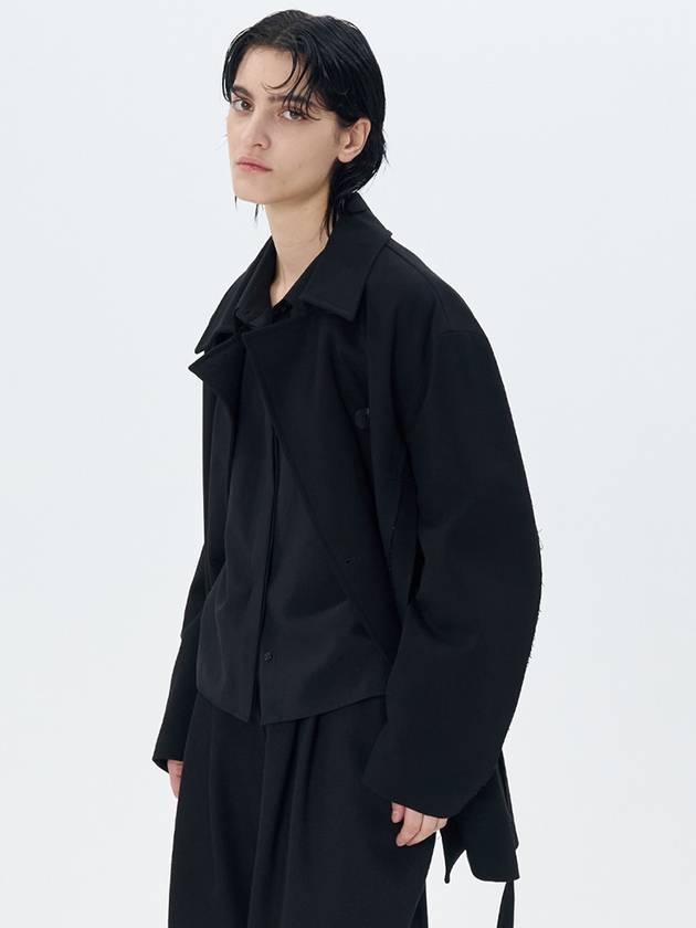 Hitch Belted Oversized Half Single Coat Black - ETCH - BALAAN 2