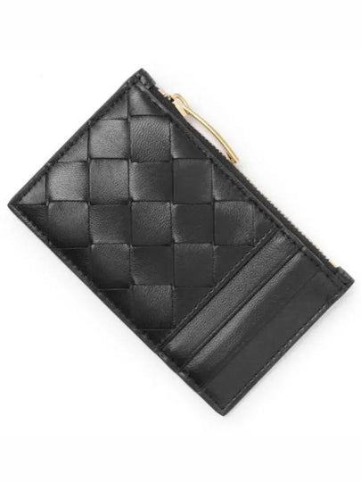 Intrecciato Zipper Leather Card Wallet Black - BOTTEGA VENETA - BALAAN 2