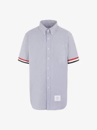 Men's Pincode Armband Short Sleeve Shirt Navy - THOM BROWNE - BALAAN 2