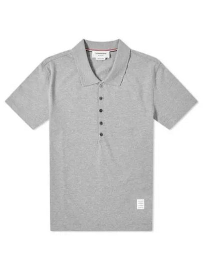 Side Slit Three Stripe Tab Short Sleeve Polo Shirt Grey - THOM BROWNE - BALAAN 2