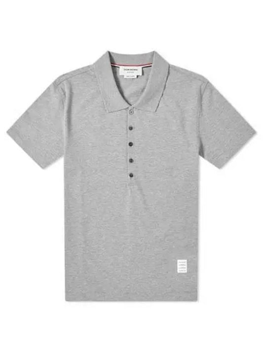 Side Slit Three Stripe Tab Short Sleeve Polo Shirt Grey - THOM BROWNE - BALAAN 2