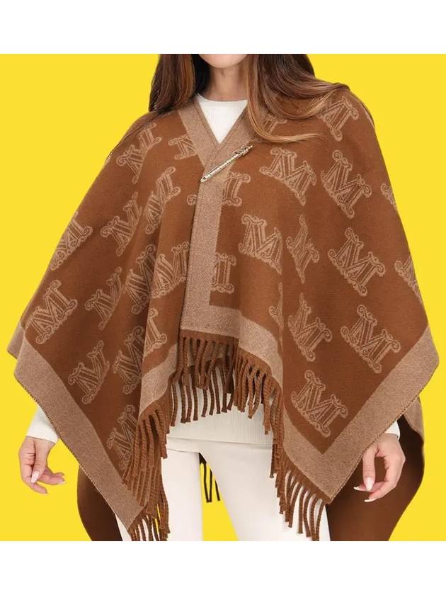 Fringe Wool Cape Camel Poncho 2426736011600 - MAX MARA - BALAAN 8