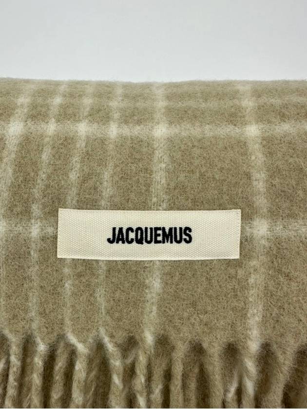 L’echarpe Carro Le Chouchou Jacquard Check Scarf Beige - JACQUEMUS - BALAAN 3