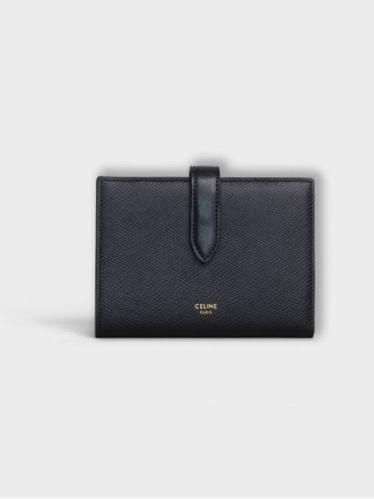 Medium Strap Grain Calfskin Medium Wallet Black - CELINE - BALAAN 2