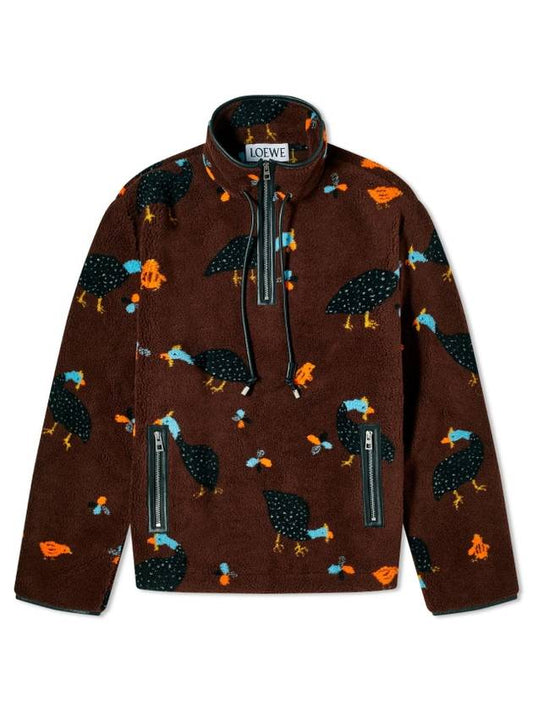 Bird Print Fleece Anorak Chocolate Brown - LOEWE - BALAAN 1