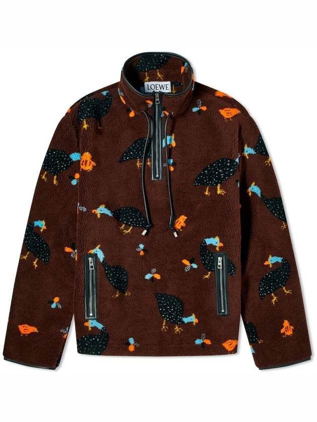 Bird Print Fleece Anorak Chocolate Brown - LOEWE - BALAAN 1