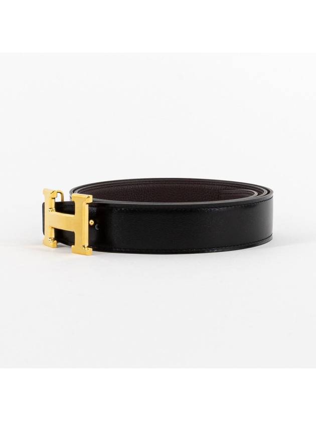 H Buckle 32MM Reversible Leather Belt Chocolate Black - HERMES - BALAAN 3