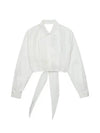 Tie Detail Crop Shirt White - AMI - BALAAN 2