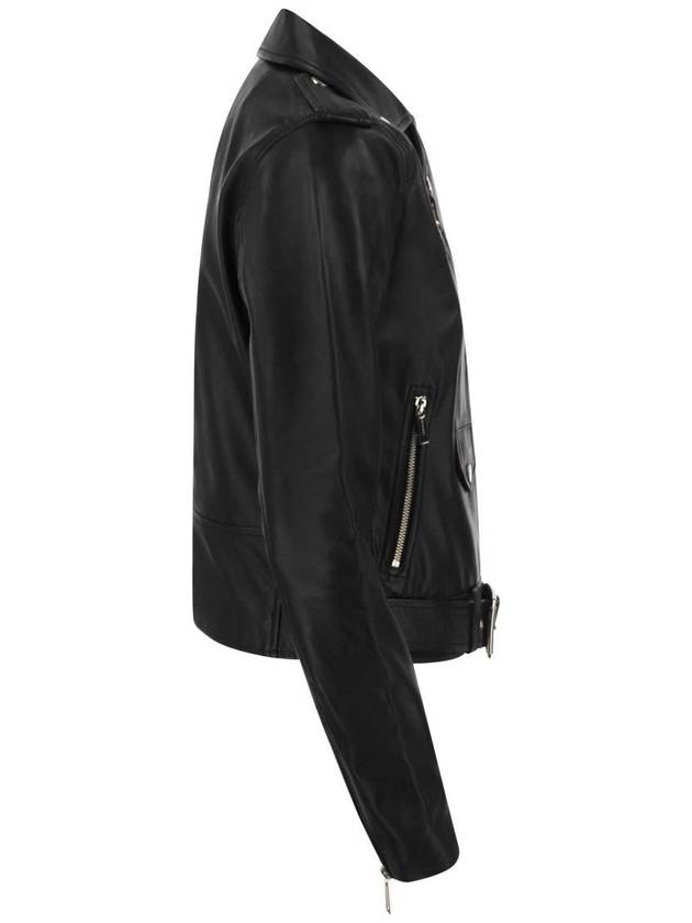 Women's Leather Biker Jacket Black - MICHAEL KORS - BALAAN 4