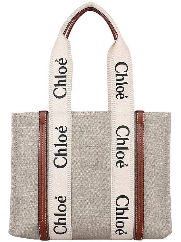 Woody Canvas Medium Tote Bag Brown - CHLOE - BALAAN 5