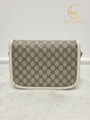 Used luxury goods Lewis It White leather GG Supreme 1955 Horsebit shoulder bag - GUCCI - BALAAN 6