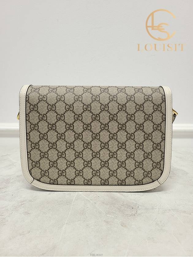 Used luxury goods Lewis It White leather GG Supreme 1955 Horsebit shoulder bag - GUCCI - BALAAN 6