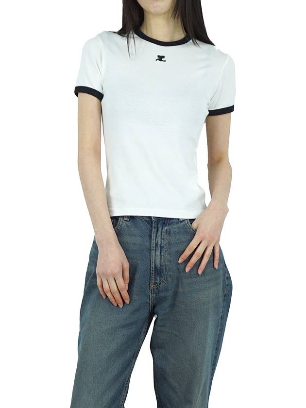 Bumpy Contrast Re-Edition Short Sleeve T-Shirt White - COURREGES - BALAAN 3