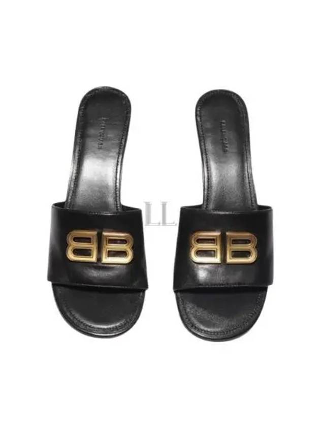 BB Leather Slipper Heels Black - BALENCIAGA - BALAAN 2