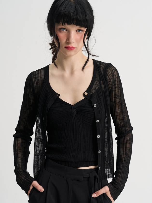 Praha Bustier Sleeveless Cardigan Set Black - SORRY TOO MUCH LOVE - BALAAN 4