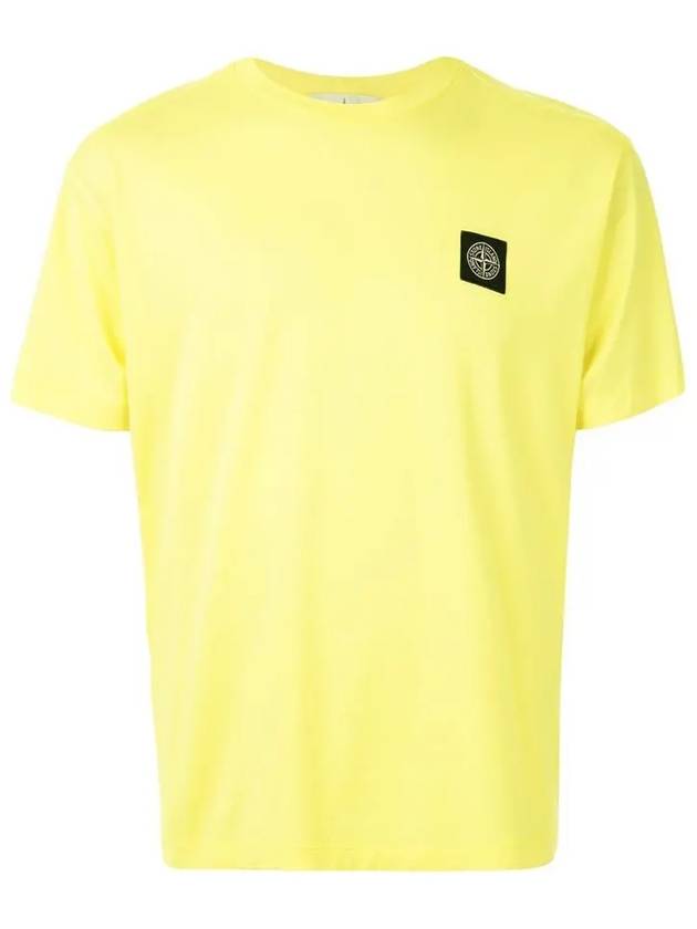 Logo Patch Short Sleeve T-Shirt Yellow - STONE ISLAND - BALAAN 3