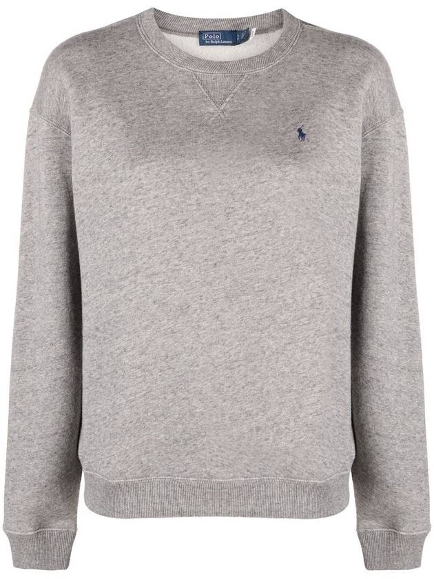 Embroidered Logo Pony Fleece Sweatshirt Grey - POLO RALPH LAUREN - BALAAN 2