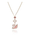 Darjeeling Swan Pendant Necklace Pink Rose Gold - SWAROVSKI - BALAAN 4