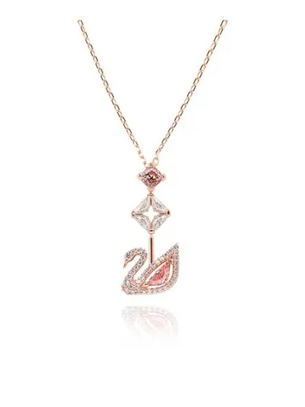 Darjeeling Swan Pendant Necklace Pink Rose Gold - SWAROVSKI - BALAAN 4