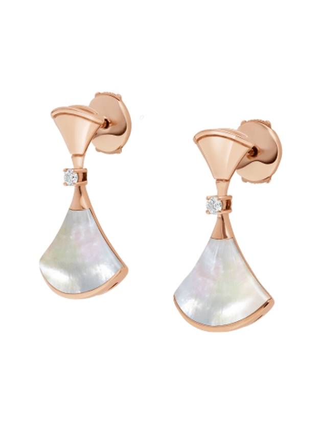 Divas Dream Mother of Pearl Diamond Earrings Rose Gold White - BVLGARI - BALAAN 4