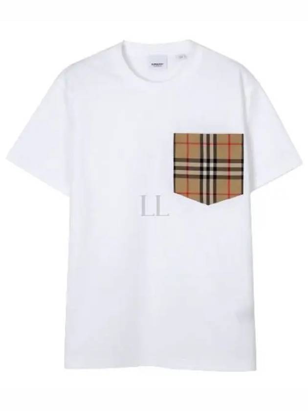 Check Pocket Crew Neck Cotton Short Sleeve T-Shirt White - BURBERRY - BALAAN 2