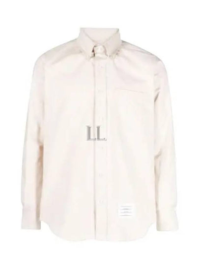 Men's Flannel Back Stripe Straight Fit Cotton Long Sleeve Shirt Beige - THOM BROWNE - BALAAN 2