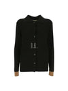 Contrast Cuff Button Wool Cardigan Black - MARNI - BALAAN 2