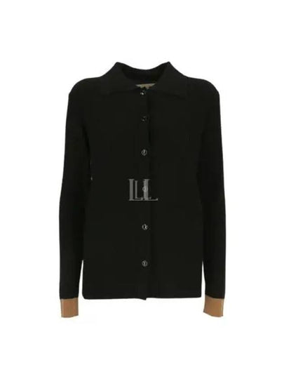 Contrast Cuff Button Wool Cardigan Black - MARNI - BALAAN 2