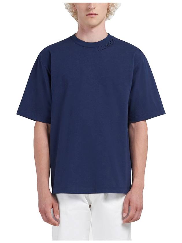 Crew Neck Short Sleeve T-Shirt Blue Marine - MARNI - BALAAN 3