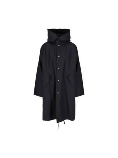 Back Logo Print Hooded Parka Black - JIL SANDER - BALAAN 2