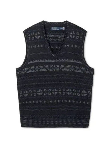 Fair Isle Cotton Blend Sweater Vest Blue - POLO RALPH LAUREN - BALAAN 1