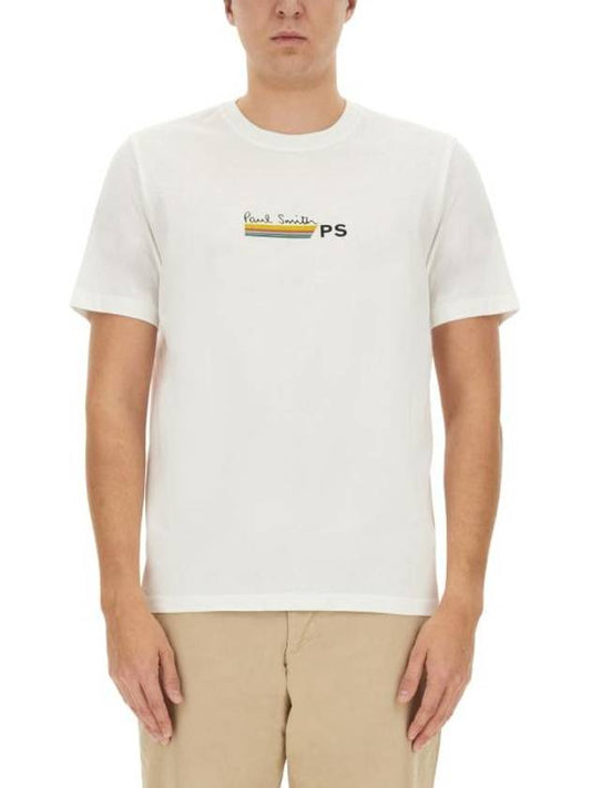 Men's PS Logo Stripe Print Short Sleeve T-Shirt White - PAUL SMITH - BALAAN 1